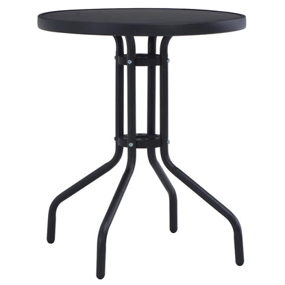 Garden Table | Black | Powder coated steel, silk print glass | 60 cm