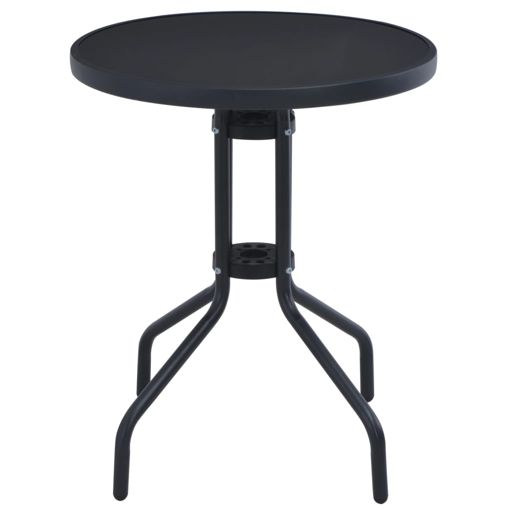 Garden Table | Black | Powder coated steel, silk print glass | 60 cm