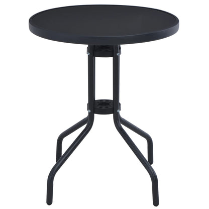 Garden Table | Black | Powder coated steel, silk print glass | 60 cm