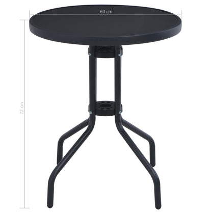 Garden Table | Black | Powder coated steel, silk print glass | 60 cm