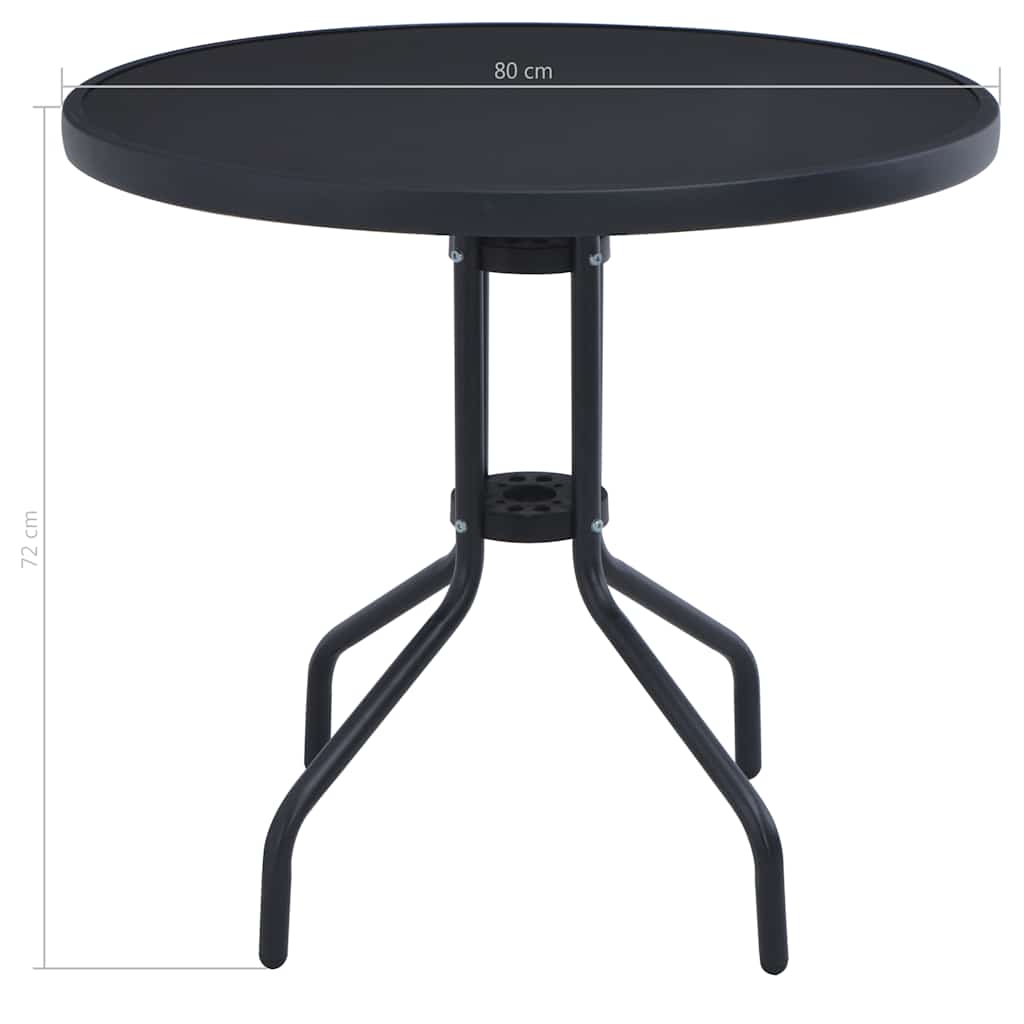 Garden Table | Black | Powder coated steel | 80 cm |  Durable