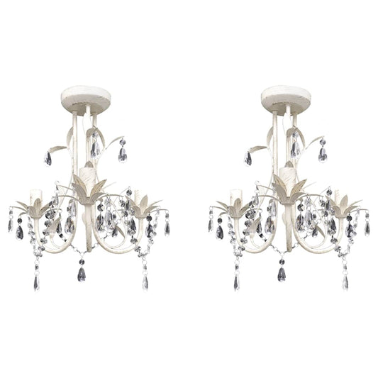 Chandelier |  Set of 2 | Antique white | Metal frame | Medium