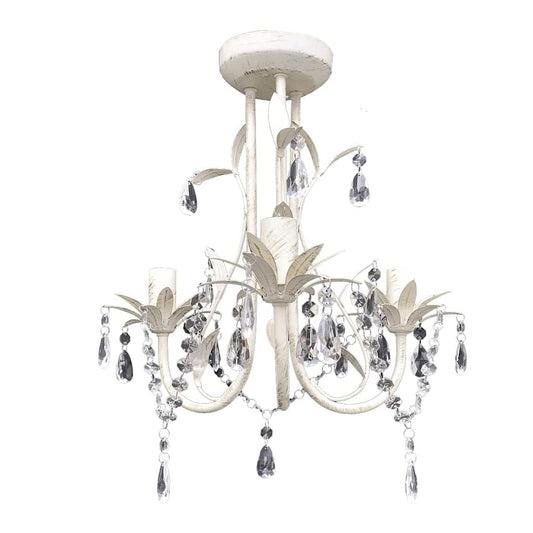 Chandelier | Set of 4 | Antique white | Metal and acrylic | Medium