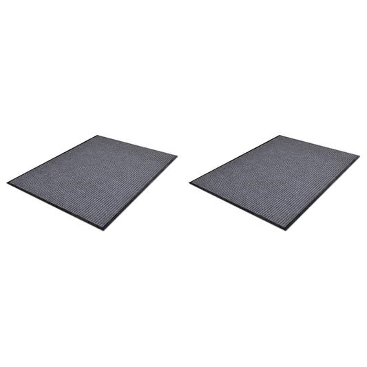 Doormat | Set of 2 | Grey | Polyester | 90 x 60 cm | Rollable | Doormat