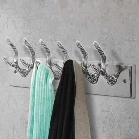 Coat Rack | Set of 2 | Silver | Aluminium | Standard | Hooks | Coat Rack