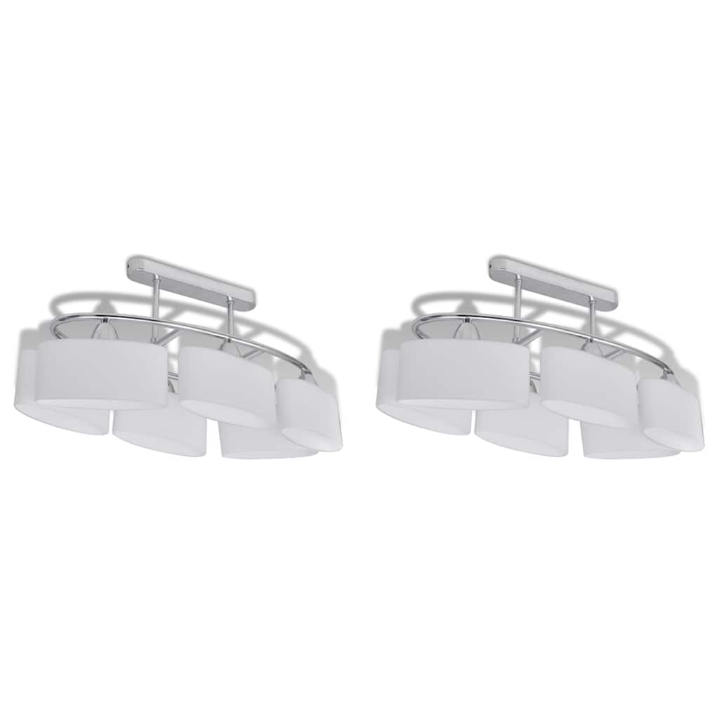 Ceiling Lamp | Set of 2 | Chrome, White | Metal, Glass | Medium