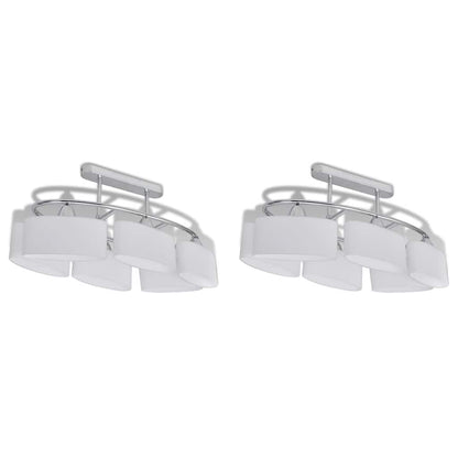 Ceiling Lamp | Set of 2 | Chrome, White | Metal, Glass | Medium