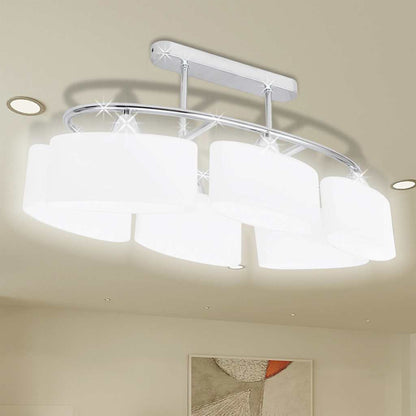Ceiling Lamp | Set of 2 | Chrome, White | Metal, Glass | Medium