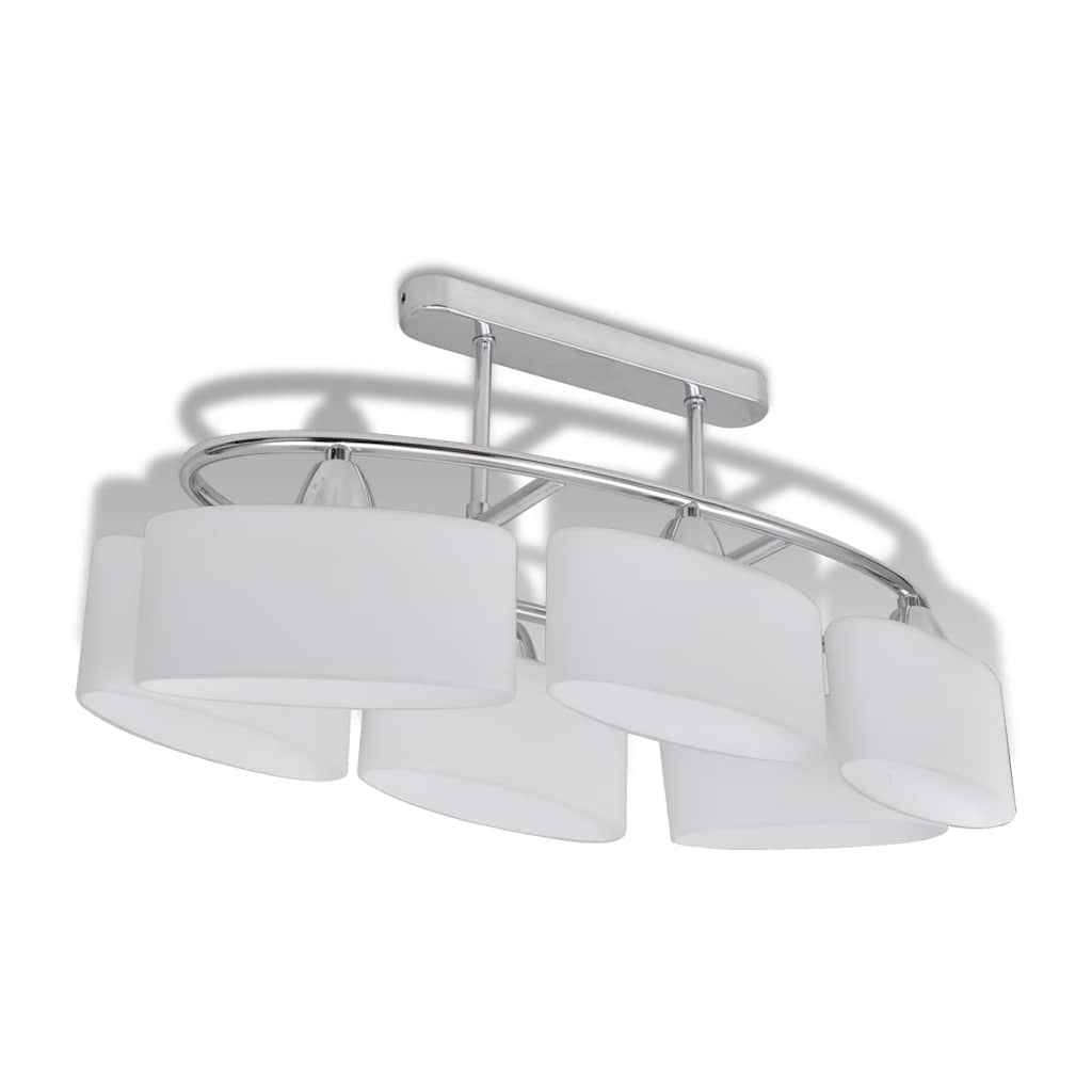 Ceiling Lamp | Set of 2 | Chrome, White | Metal, Glass | Medium