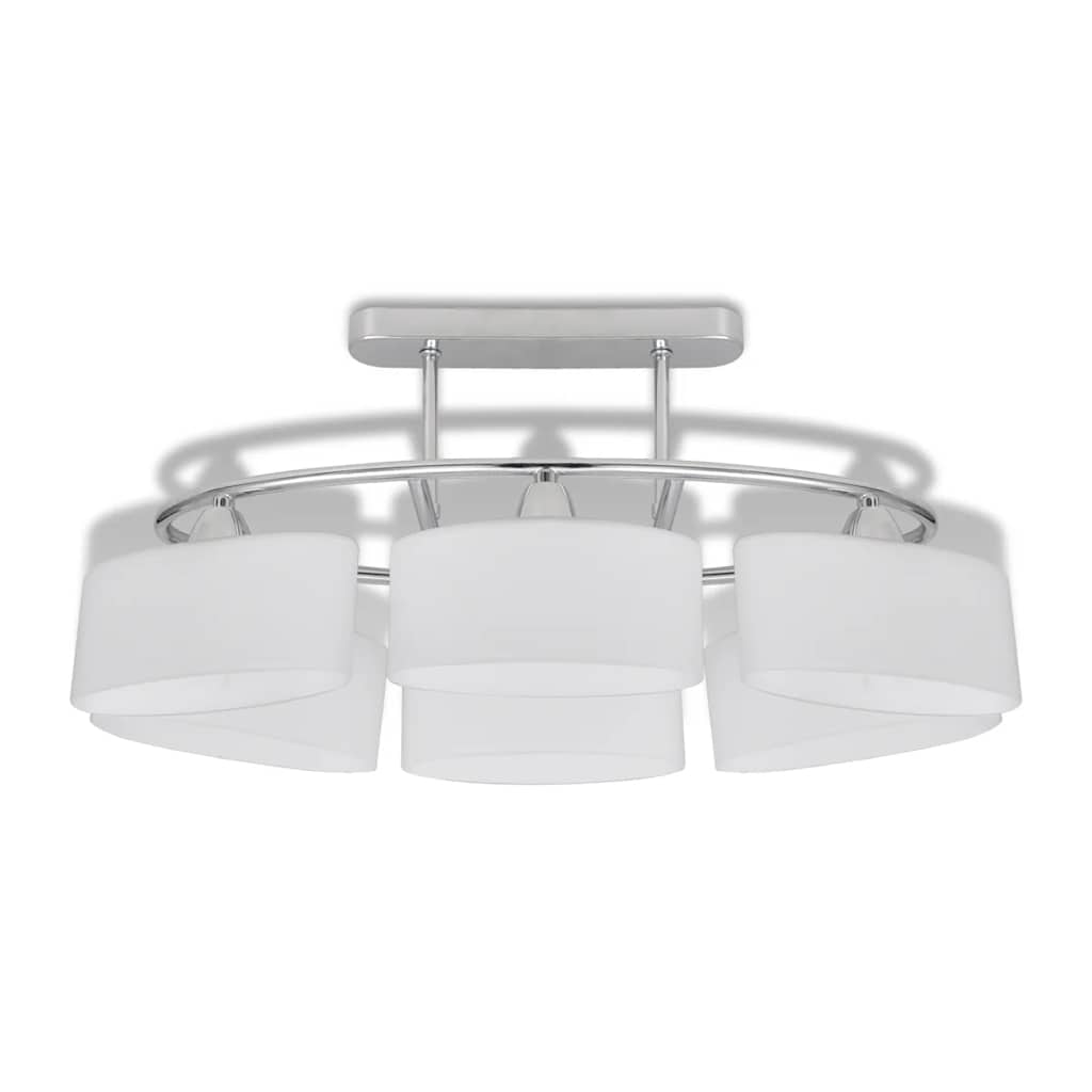 Ceiling Lamp | Set of 2 | Chrome, White | Metal, Glass | Medium