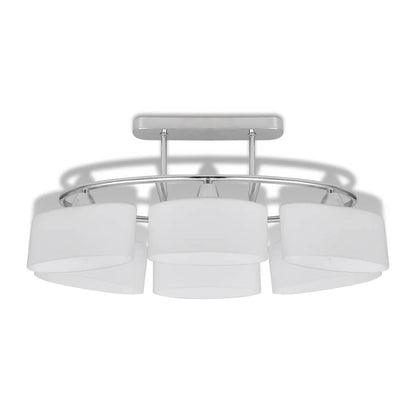 Ceiling Lamp | Set of 2 | Chrome, White | Metal, Glass | Medium