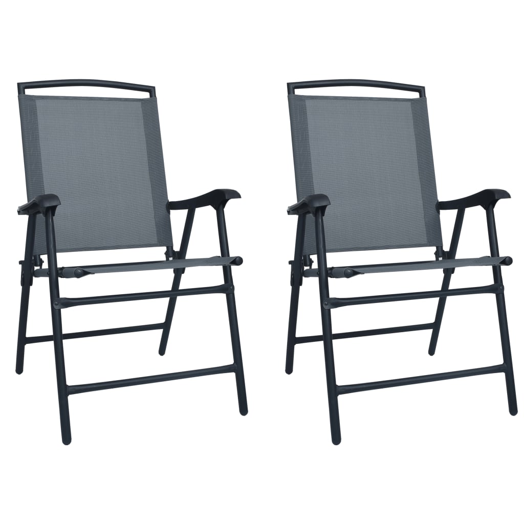 Chair | Set of 2 | Grey | Textilene | Medium | Foldable | Chair