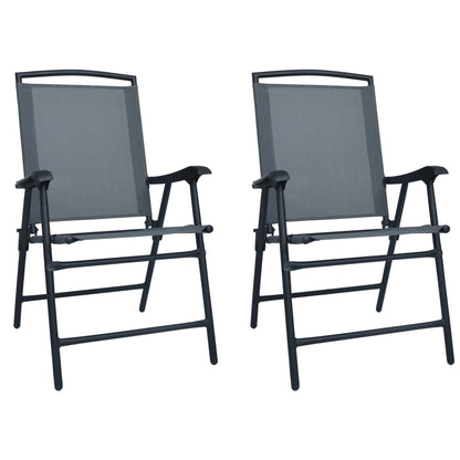 Chair | Set of 2 | Grey | Textilene | Medium | Foldable | Chair