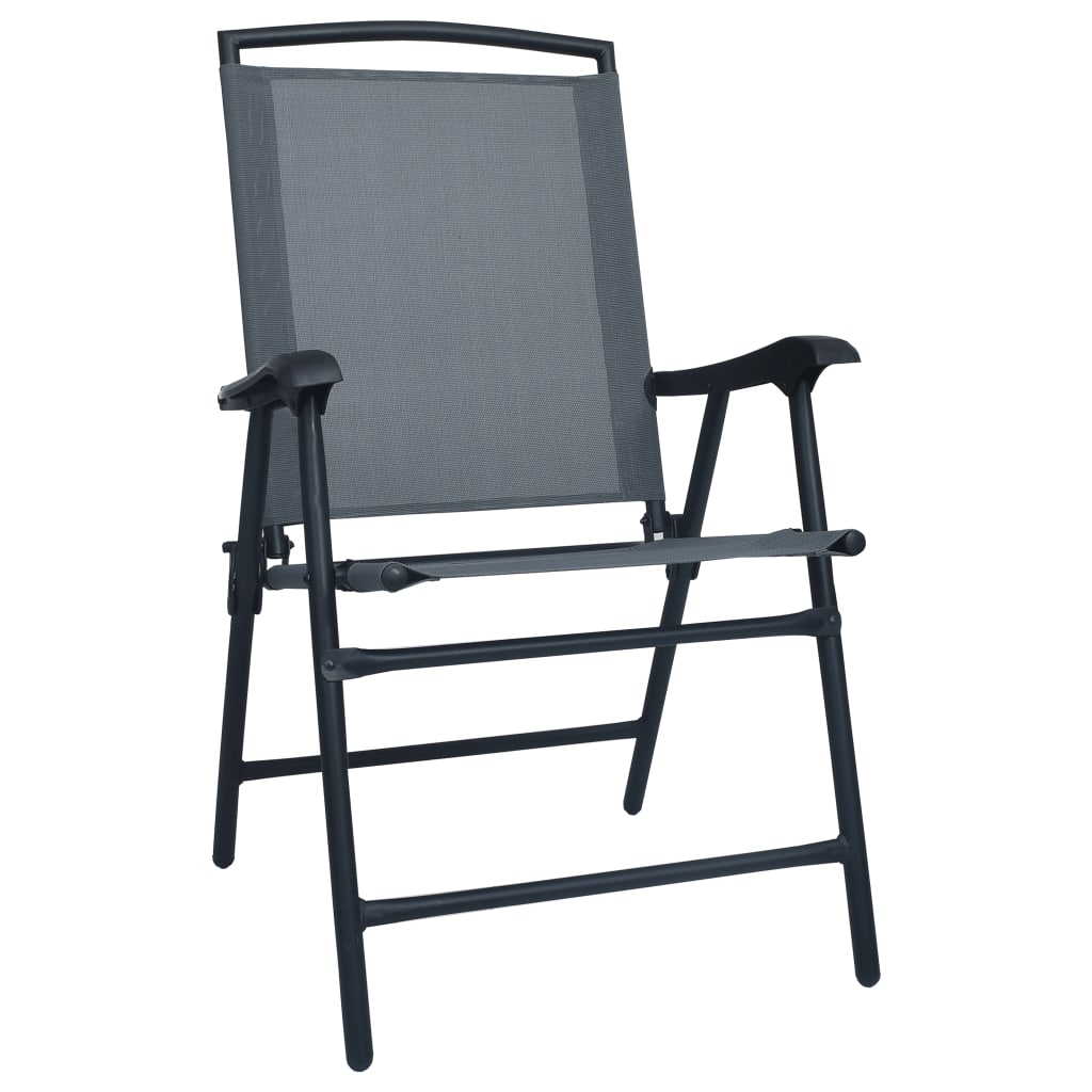 Chair | Set of 2 | Grey | Textilene | Medium | Foldable | Chair