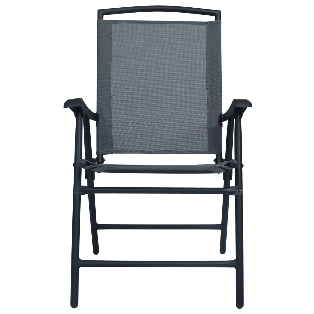 Chair | Set of 2 | Grey | Textilene | Medium | Foldable | Chair
