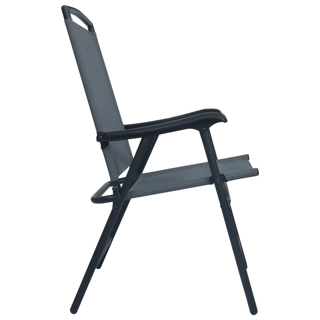 Chair | Set of 2 | Grey | Textilene | Medium | Foldable | Chair