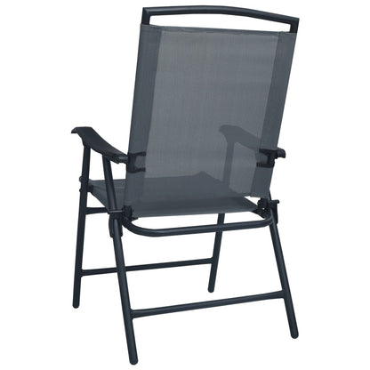 Chair | Set of 2 | Grey | Textilene | Medium | Foldable | Chair