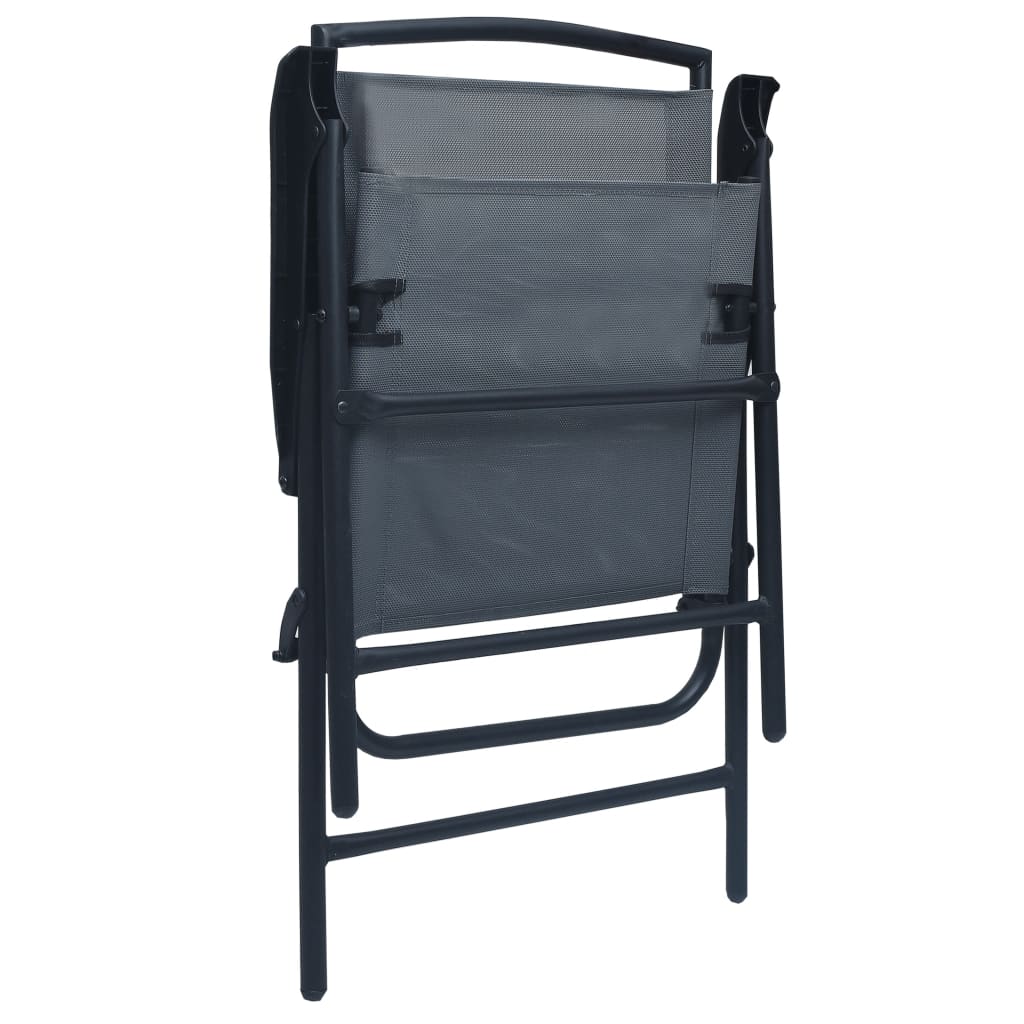 Chair | Set of 2 | Grey | Textilene | Medium | Foldable | Chair