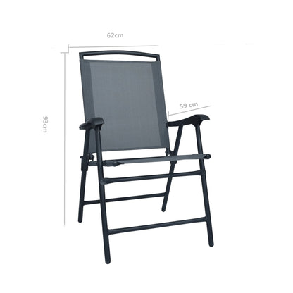 Chair | Set of 2 | Grey | Textilene | Medium | Foldable | Chair