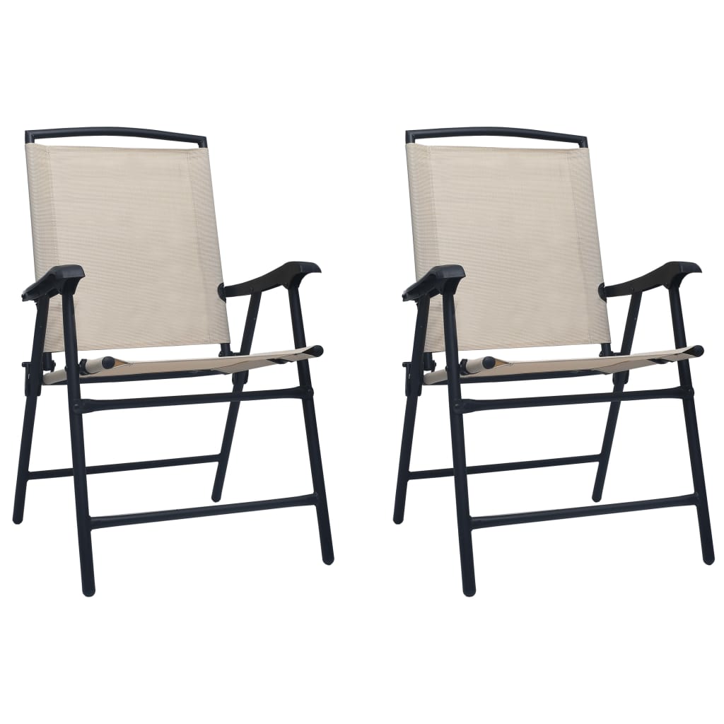 Chair | Set of 2 | Cream | Textilene, Steel | Standard | Foldable | Chair