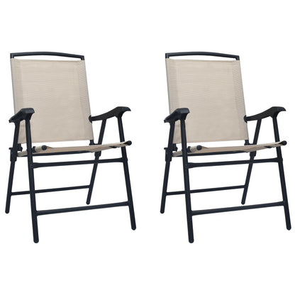 Chair | Set of 2 | Cream | Textilene, Steel | Standard | Foldable | Chair