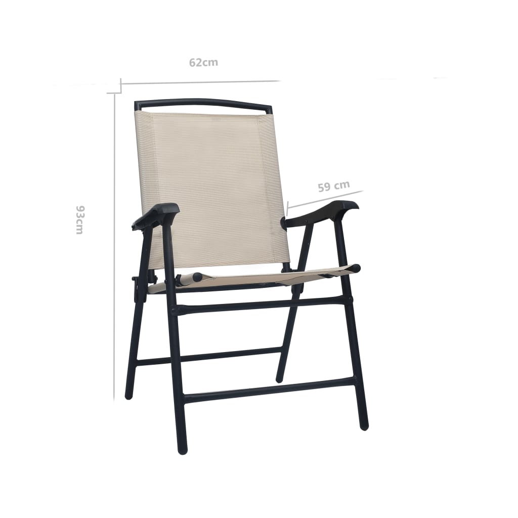 Chair | Set of 2 | Cream | Textilene, Steel | Standard | Foldable | Chair