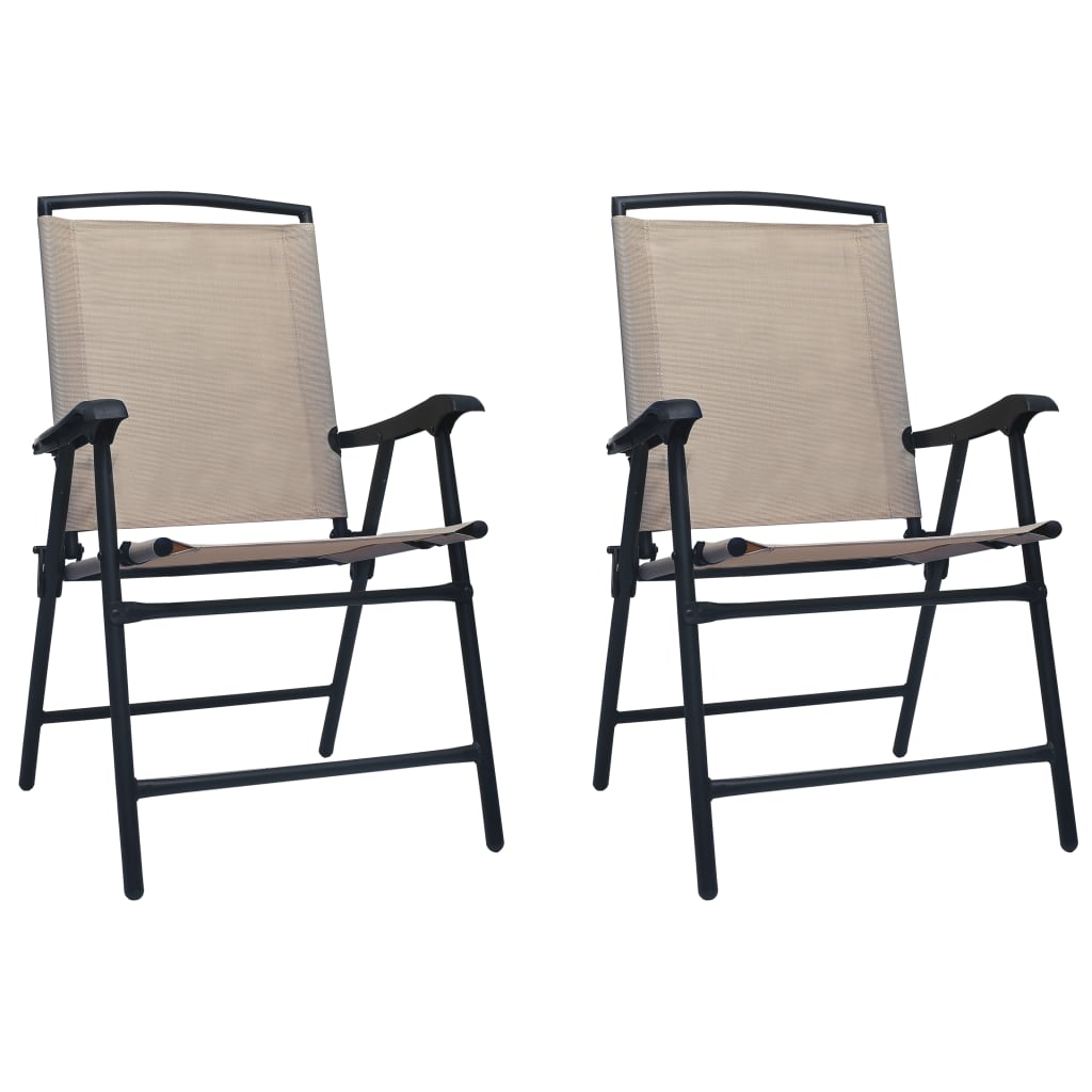 Chair | Set of 2 | Taupe | Textilene, Steel | Medium | Foldable | Chair