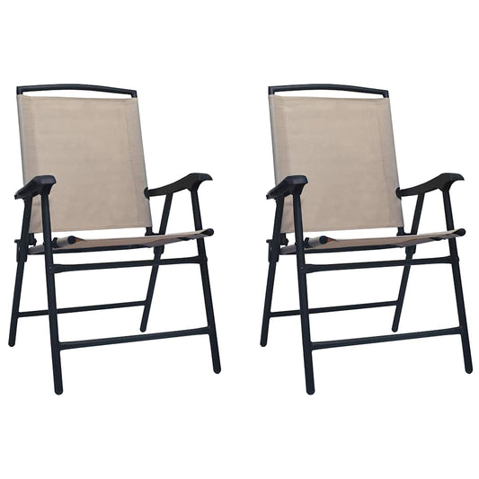 Folding Chairs 2 pcs Texilene Taupe