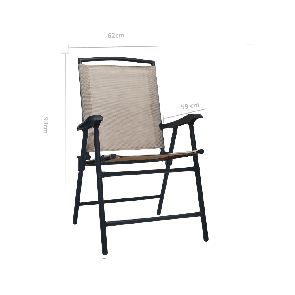 Chair | Set of 2 | Taupe | Textilene, Steel | Medium | Foldable | Chair