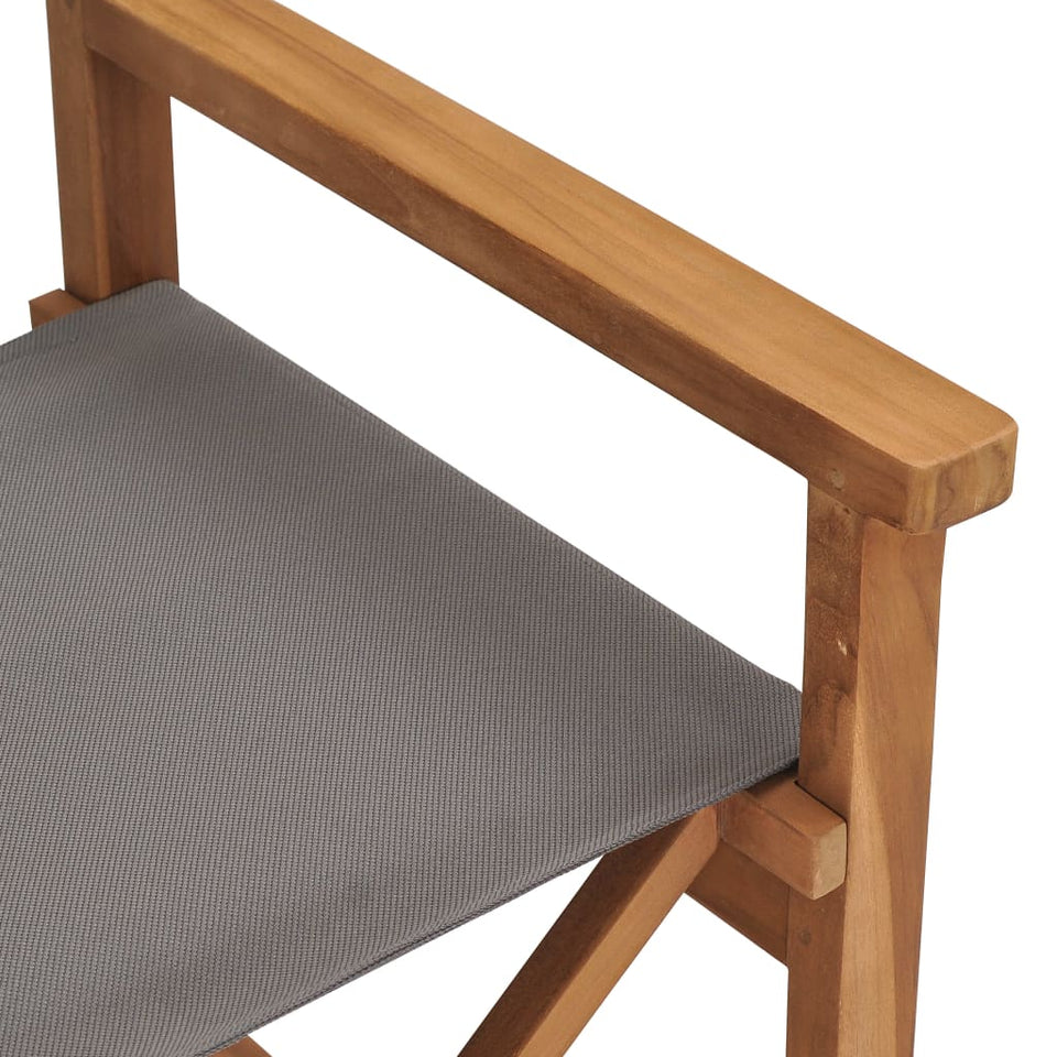 Director's Chair Solid Teak Wood Grey