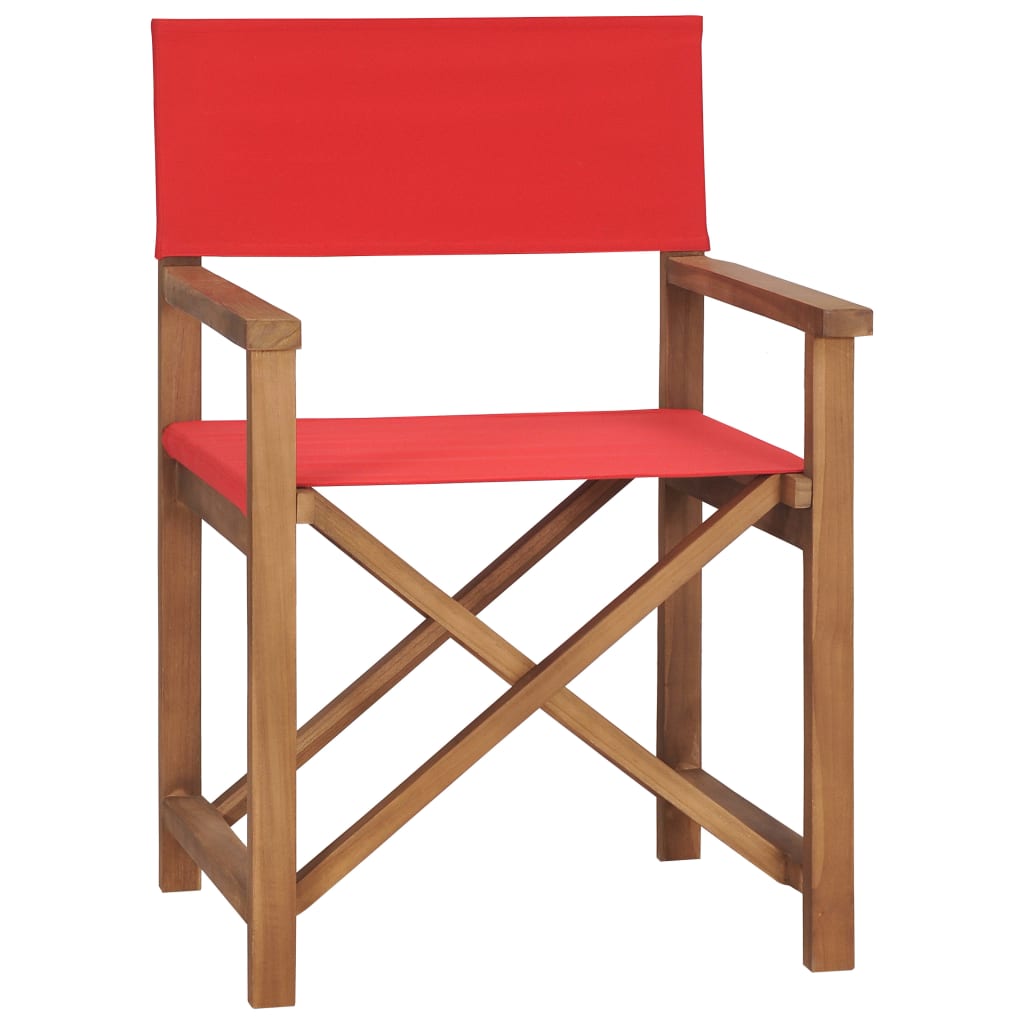 Director's Chair Solid Teak Wood Red