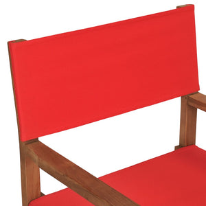 Director's Chair Solid Teak Wood Red