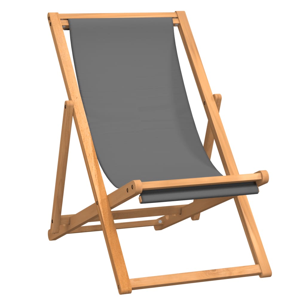 Beach Chair | Grey | Teak wood | Standard | Multi-Position Backrest