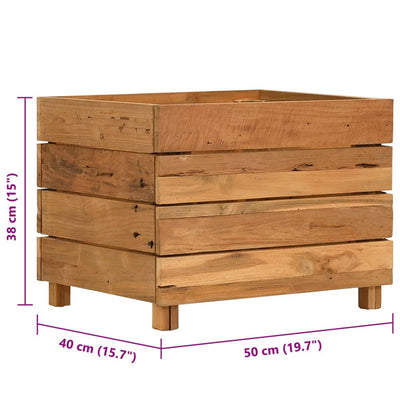 Raised Bed 19.7"x15.7"x15" Recycled Teak Wood and Steel