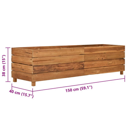 Raised Bed 150x40x38 cm Recycled Teak Wood and Steel