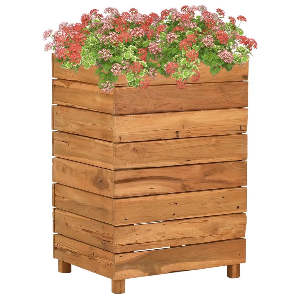 Raised Bed 19.7"x15.7"x28.3" Recycled Teak Wood and Steel
