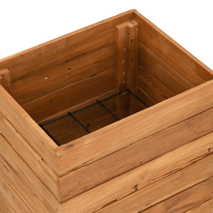 Raised Bed 19.7"x15.7"x28.3" Recycled Teak Wood and Steel