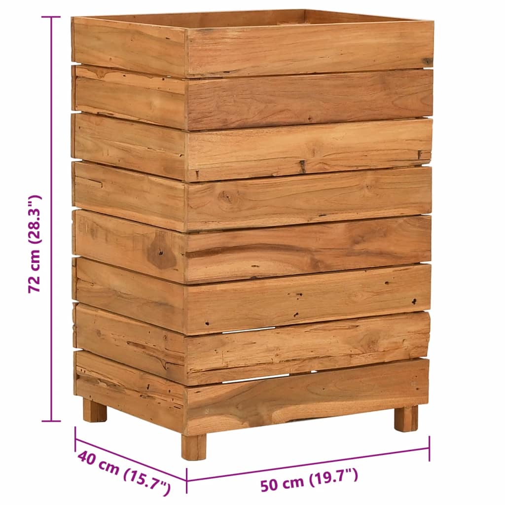 Raised Bed 19.7"x15.7"x28.3" Recycled Teak Wood and Steel