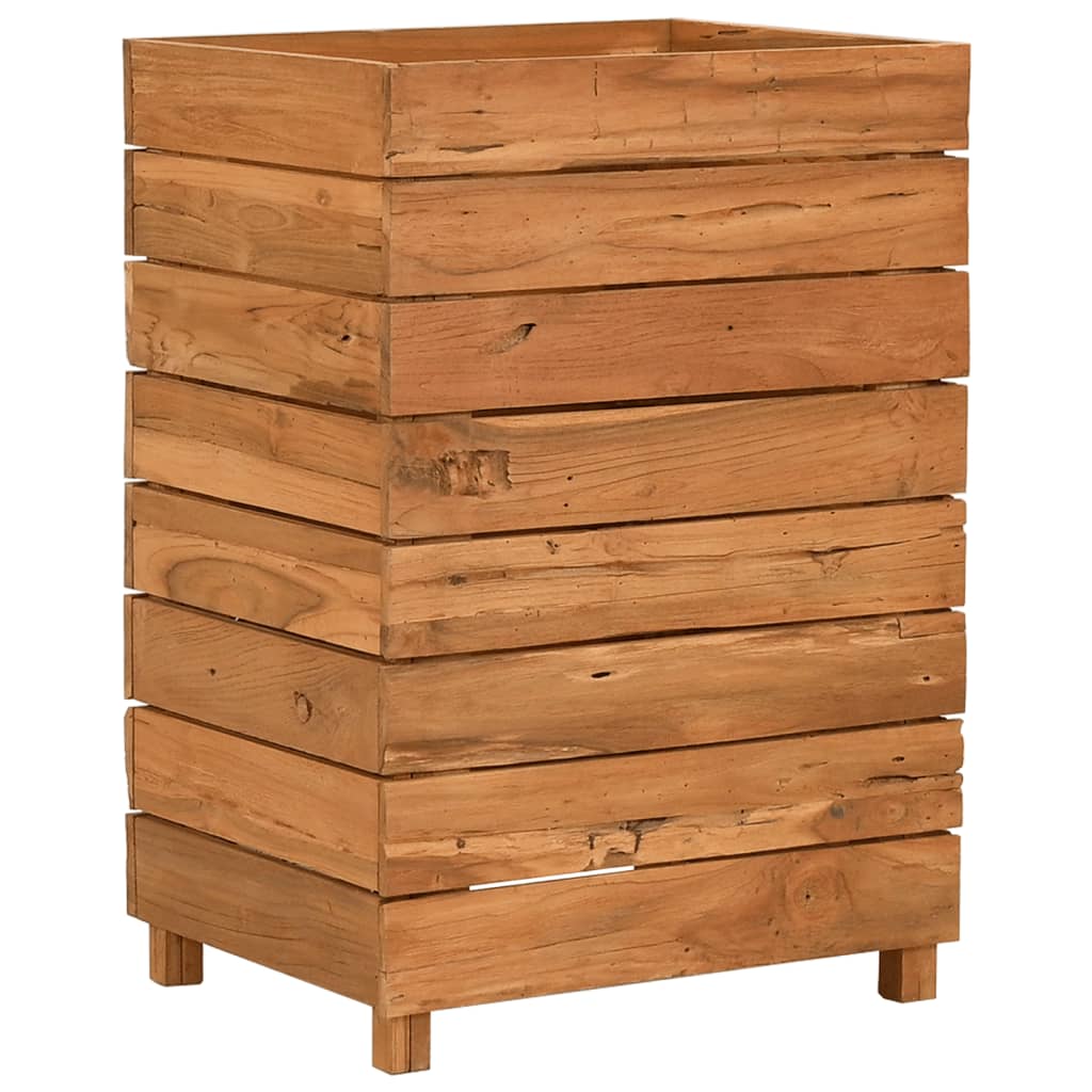 Raised Bed 19.7"x15.7"x28.3" Recycled Teak Wood and Steel
