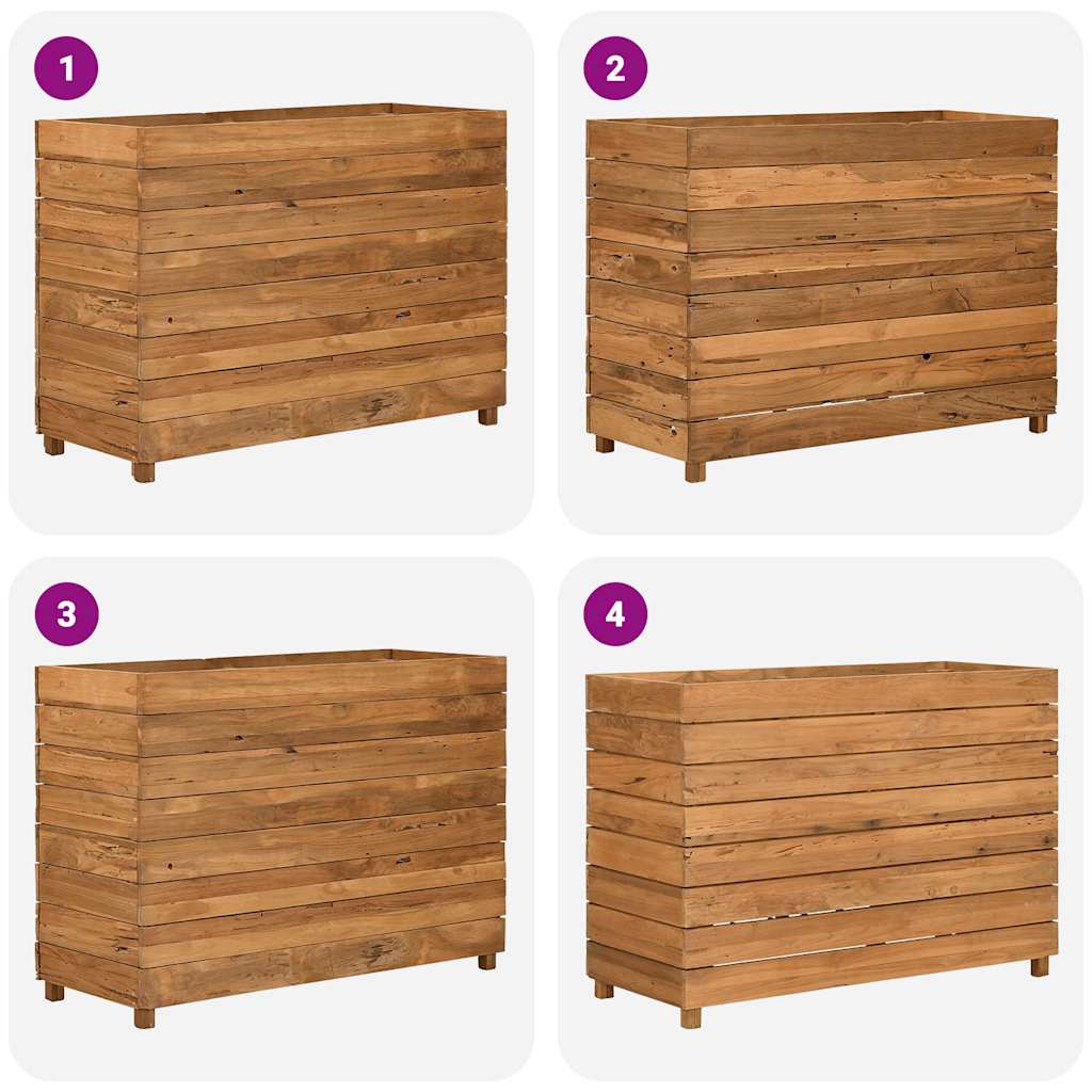Raised Bed 39.4"x15.7"x28.3" Recycled Teak Wood and Steel