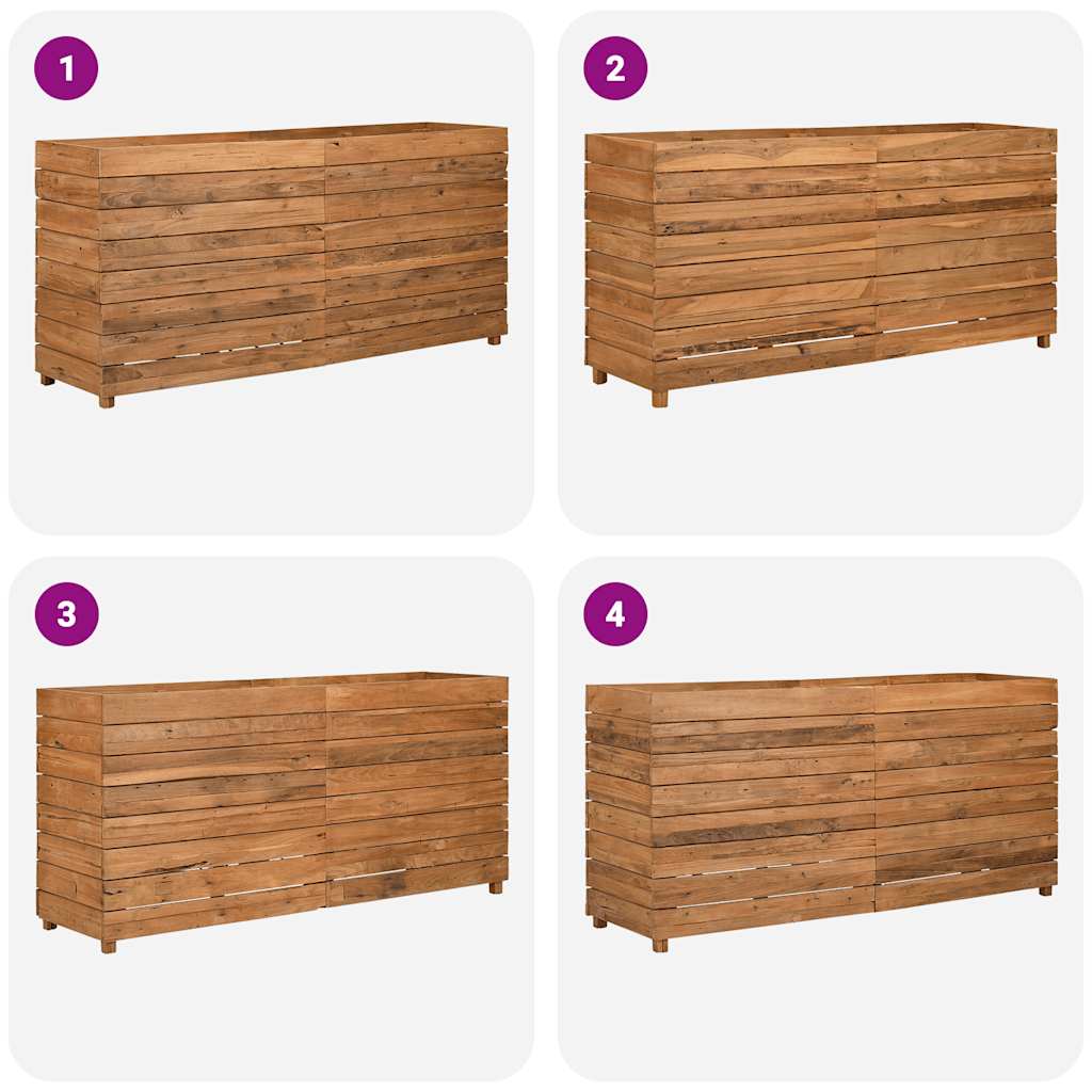 Raised Bed 59.1"x15.7"x28.3" Recycled Teak Wood and Steel