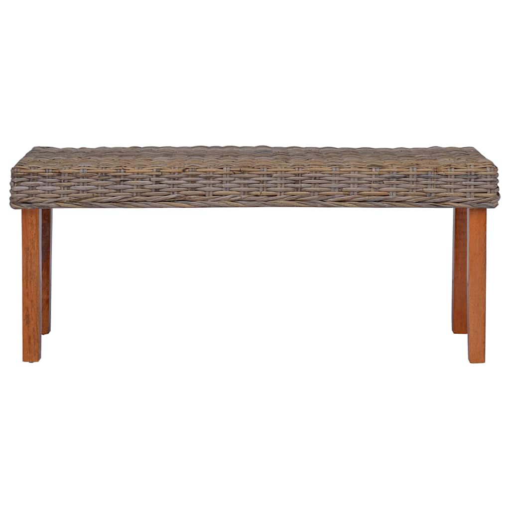 Bench 110 cm Natural Kubu Rattan and Solid Mahogany Wood