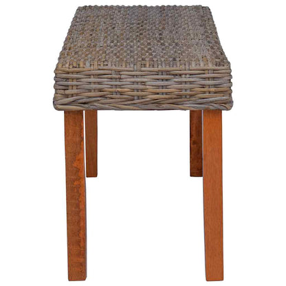 Bench 110 cm Natural Kubu Rattan and Solid Mahogany Wood