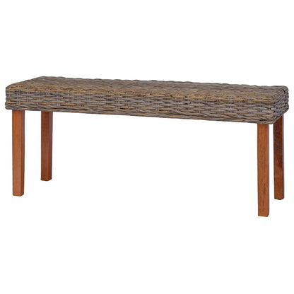 Bench 110 cm Natural Kubu Rattan and Solid Mahogany Wood