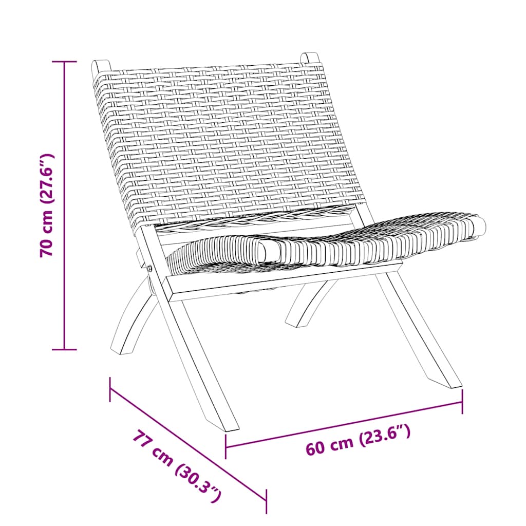 Relaxing Chair Black Natural Kubu Rattan and Solid Mahogany Wood