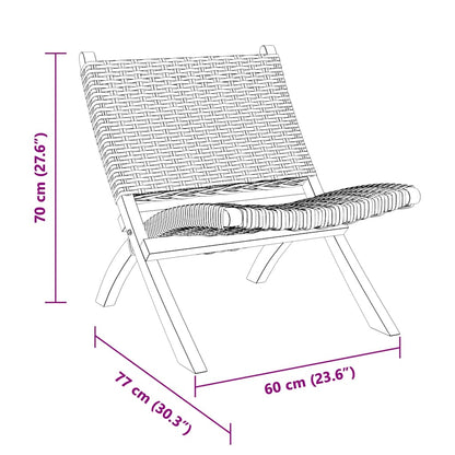 Relaxing Chair Black Natural Kubu Rattan and Solid Mahogany Wood
