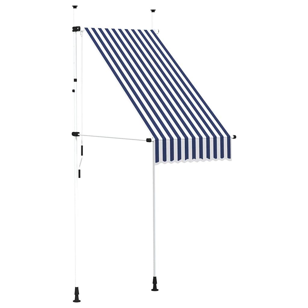 Retractable awnings. Blue and White