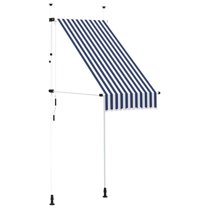 Retractable awnings. Blue and White