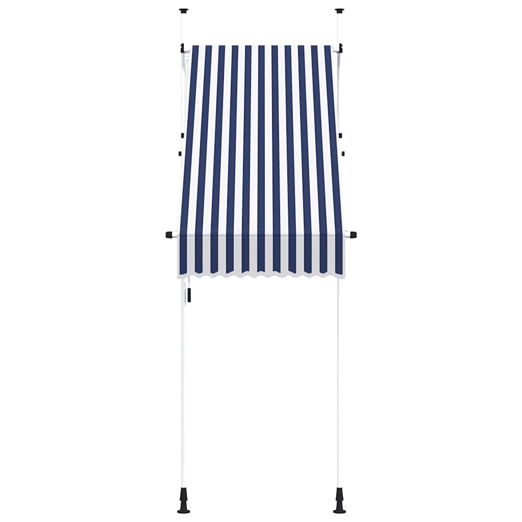 Retractable awnings. Blue and White