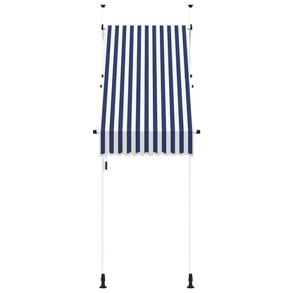 Retractable awnings. Blue and White
